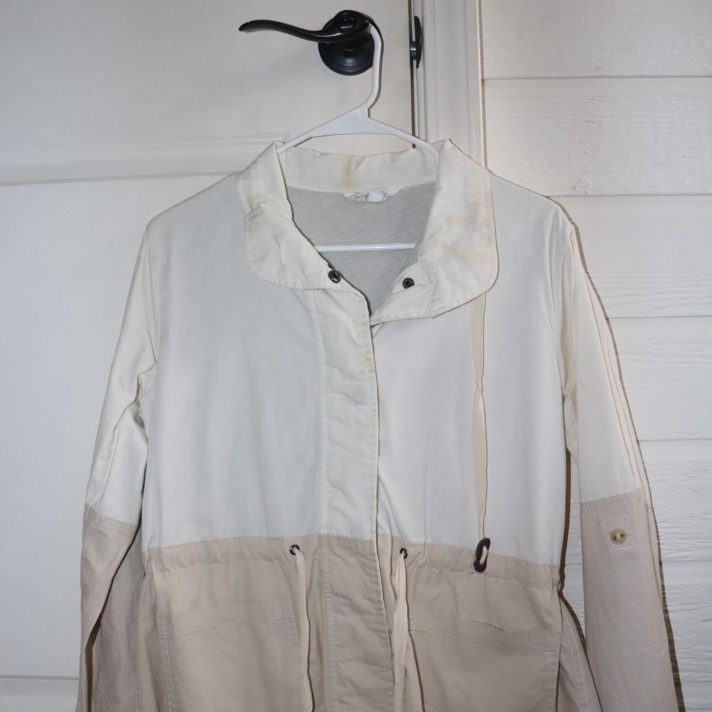 Charming Charlie Cream and Tan Utility Jacket